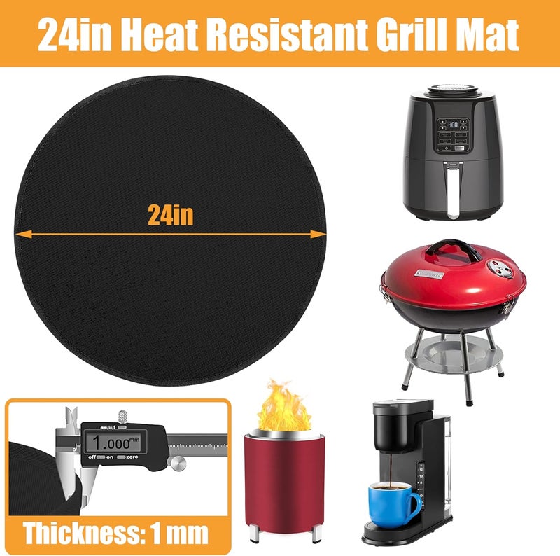 Amerbro 23.8 in Heat Resistant Grill Mat for Outdoor Tabletop Grill to Protect Your Prep Grill Table, Circle Heat Resistant Mats for Countertop, Fireproof & Water Proof & Oil Proof Tabletop Fire Pit Mat-Black - Image 5